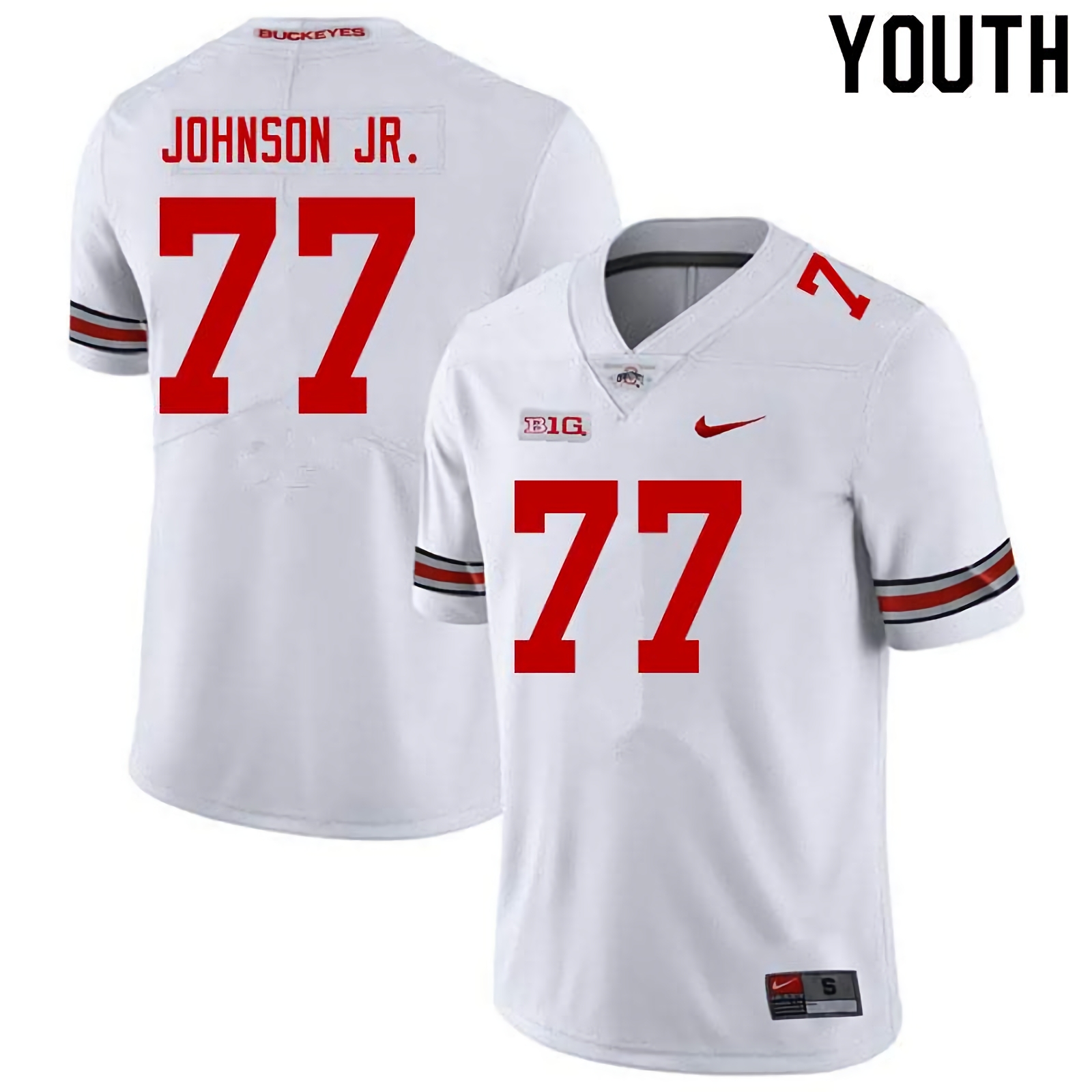 Paris Johnson Jr. Ohio State Buckeyes Youth NCAA #77 Nike White College Stitched Football Jersey SAI5656RN